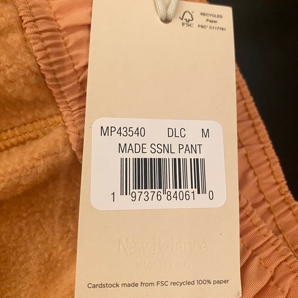 NWT NEW BALANCE Men’s Made In USA Sherpa Pants Size M Medium DOLCE YELLOW - Picture 4 of 12